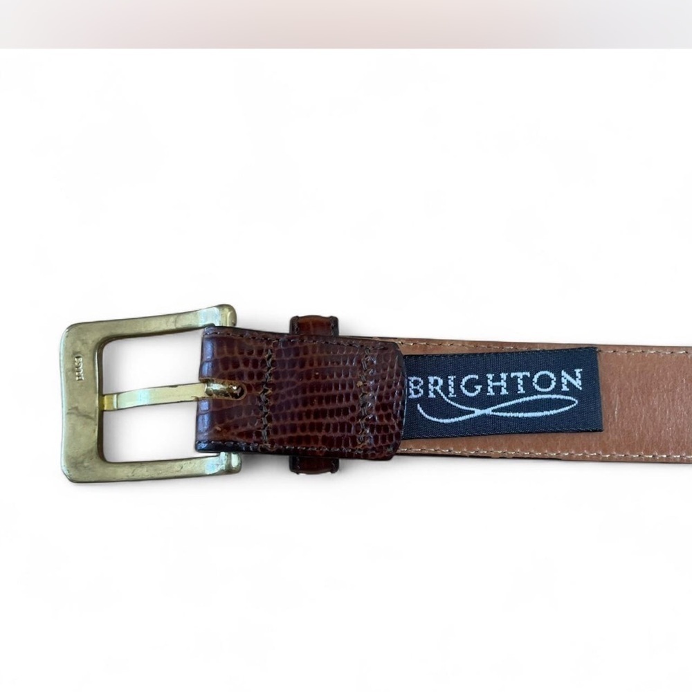 Brown Leather |Brighton| Belt with Alligator Embossed Pattern Size 36 - Picture 2 of 6